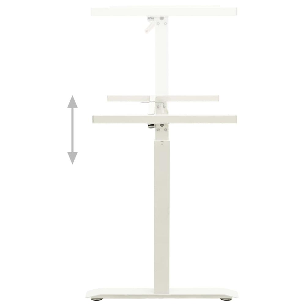 vidaXL Manual Height Adjustable Standing Desk Frame Hand Crank White. Picture 5