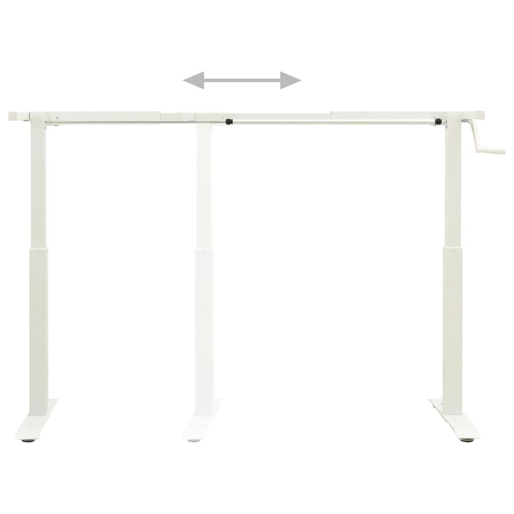 vidaXL Manual Height Adjustable Standing Desk Frame Hand Crank White. Picture 6