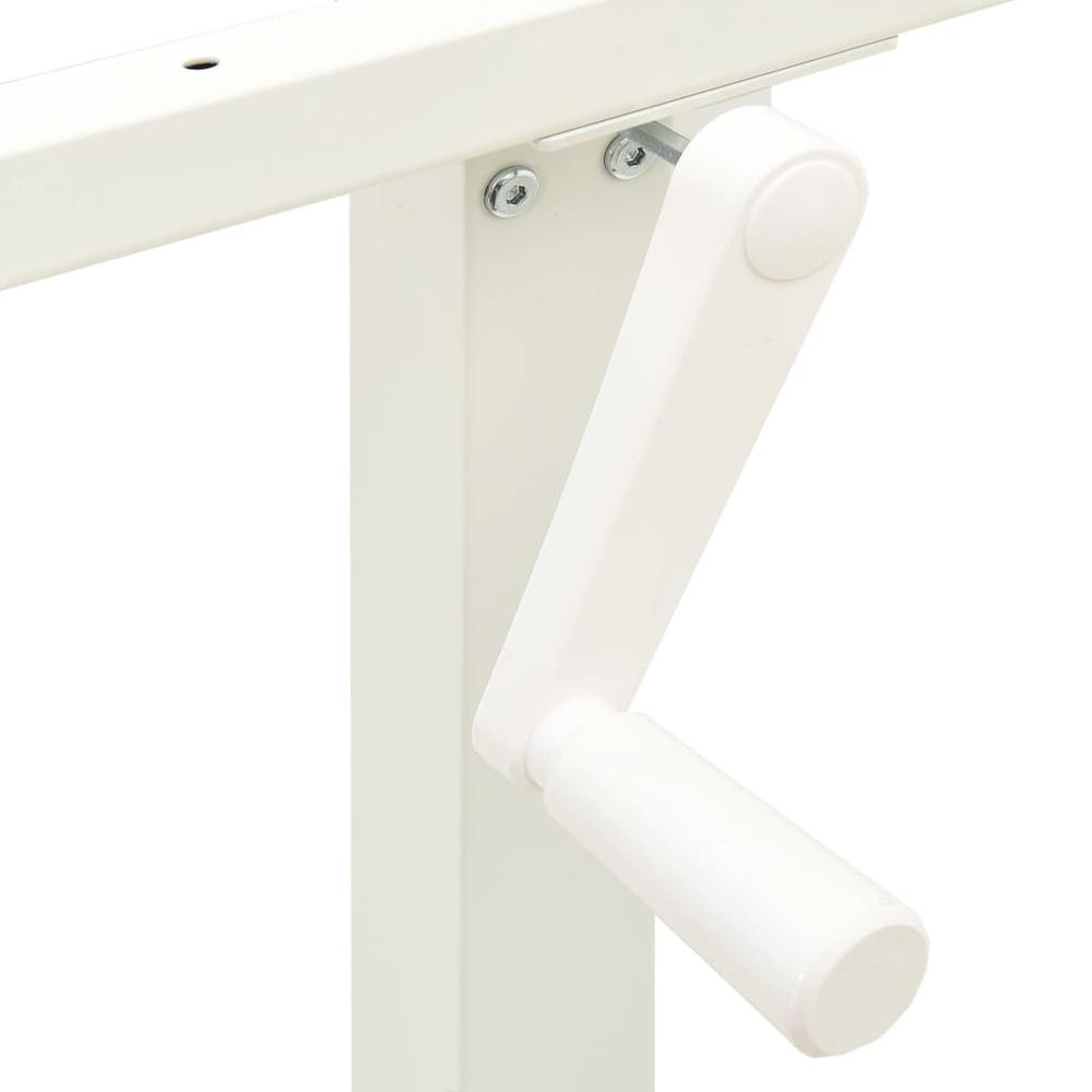 vidaXL Manual Height Adjustable Standing Desk Frame Hand Crank White. Picture 7