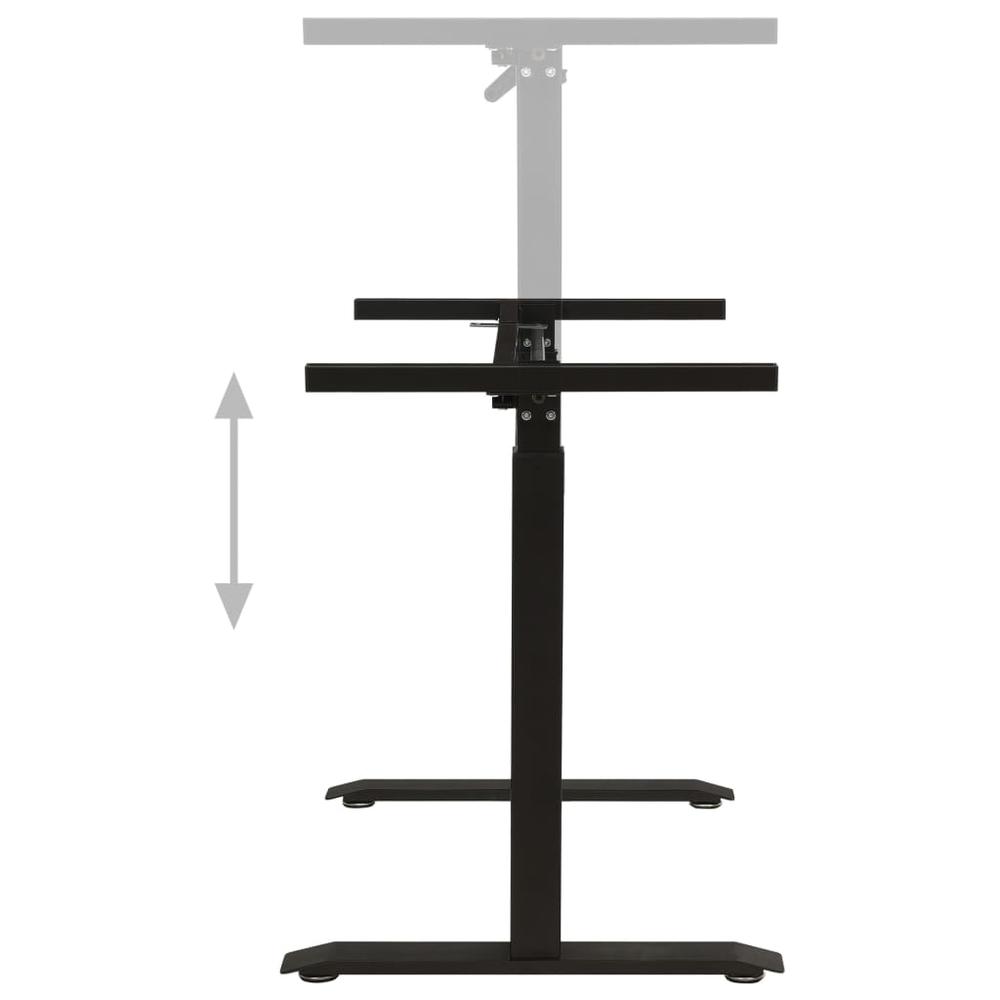 vidaXL Manual Height Adjustable Standing Desk Frame Hand Crank Black. Picture 6