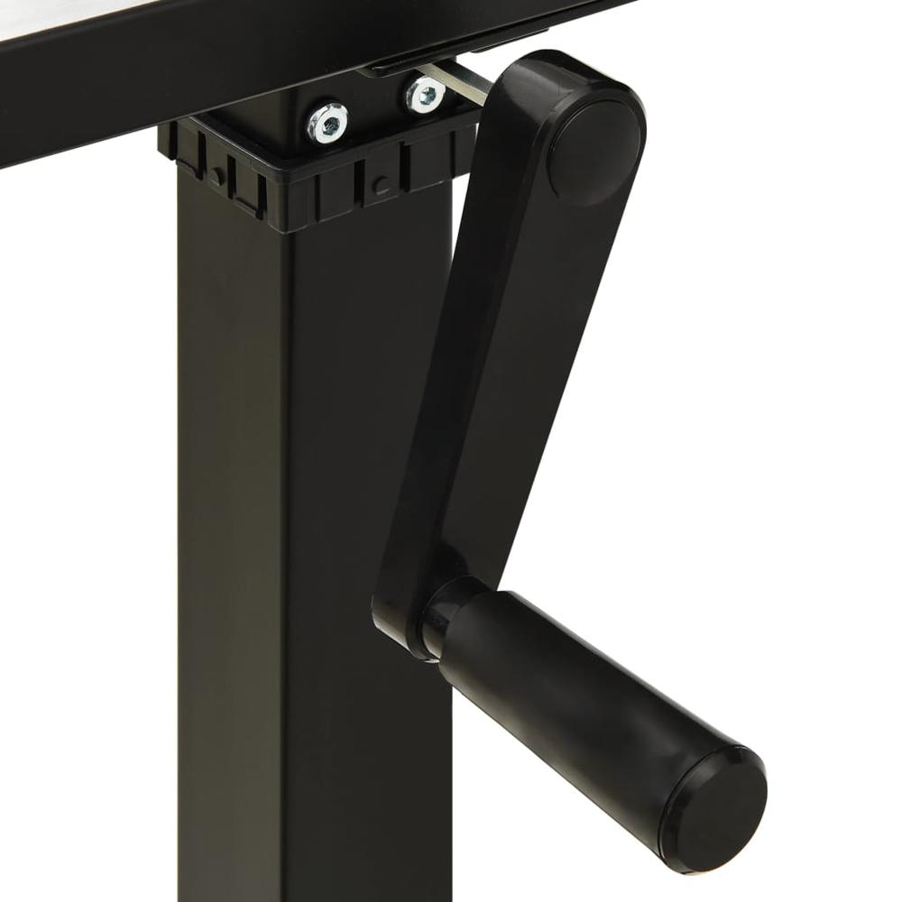 vidaXL Manual Height Adjustable Standing Desk Frame Hand Crank Black. Picture 7