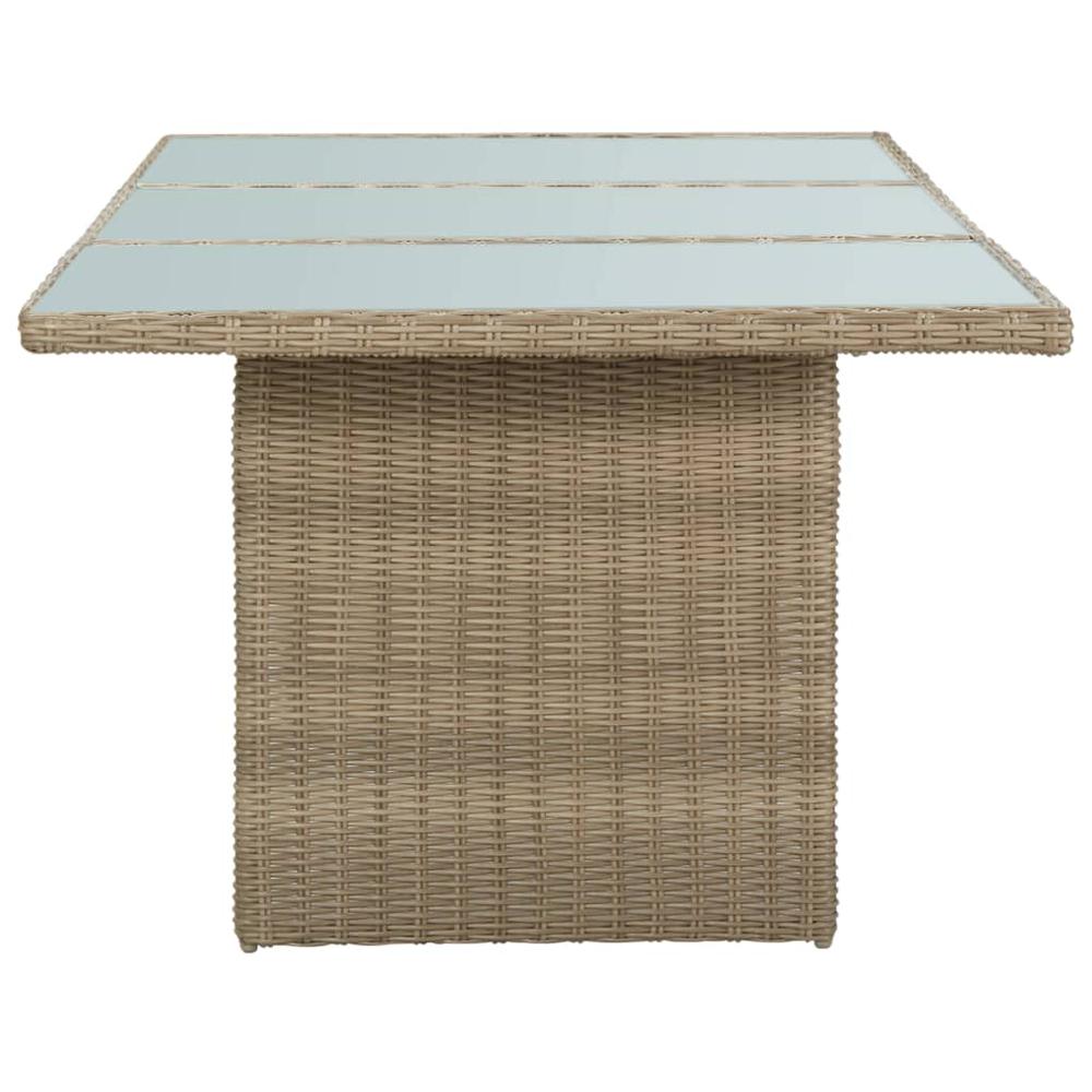 vidaXL Garden Dining Table Brown 78.7"x39.4"x29.1" Glass and Poly Rattan, 310142. Picture 3