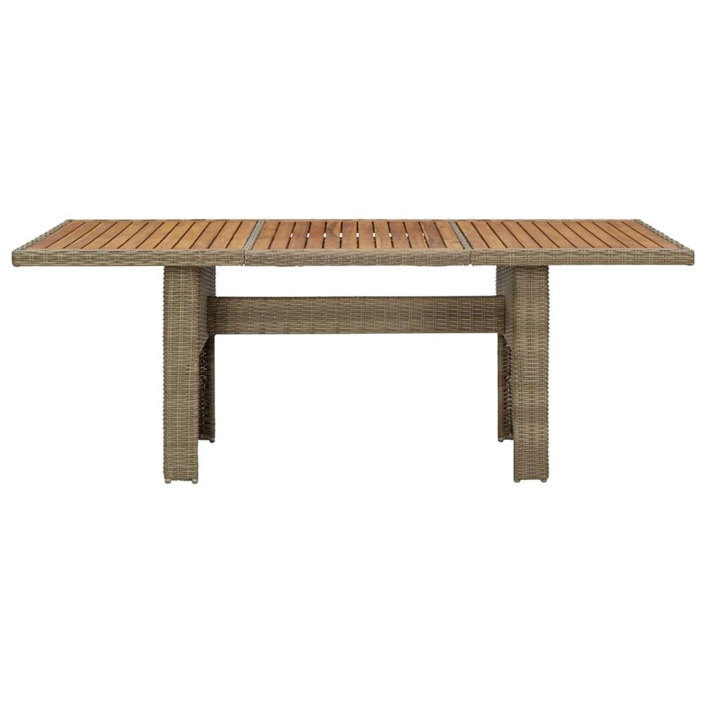 vidaXL Garden Dining Table Brown 78.7"x39.4"x29.1" Poly Rattan, 310143. Picture 2