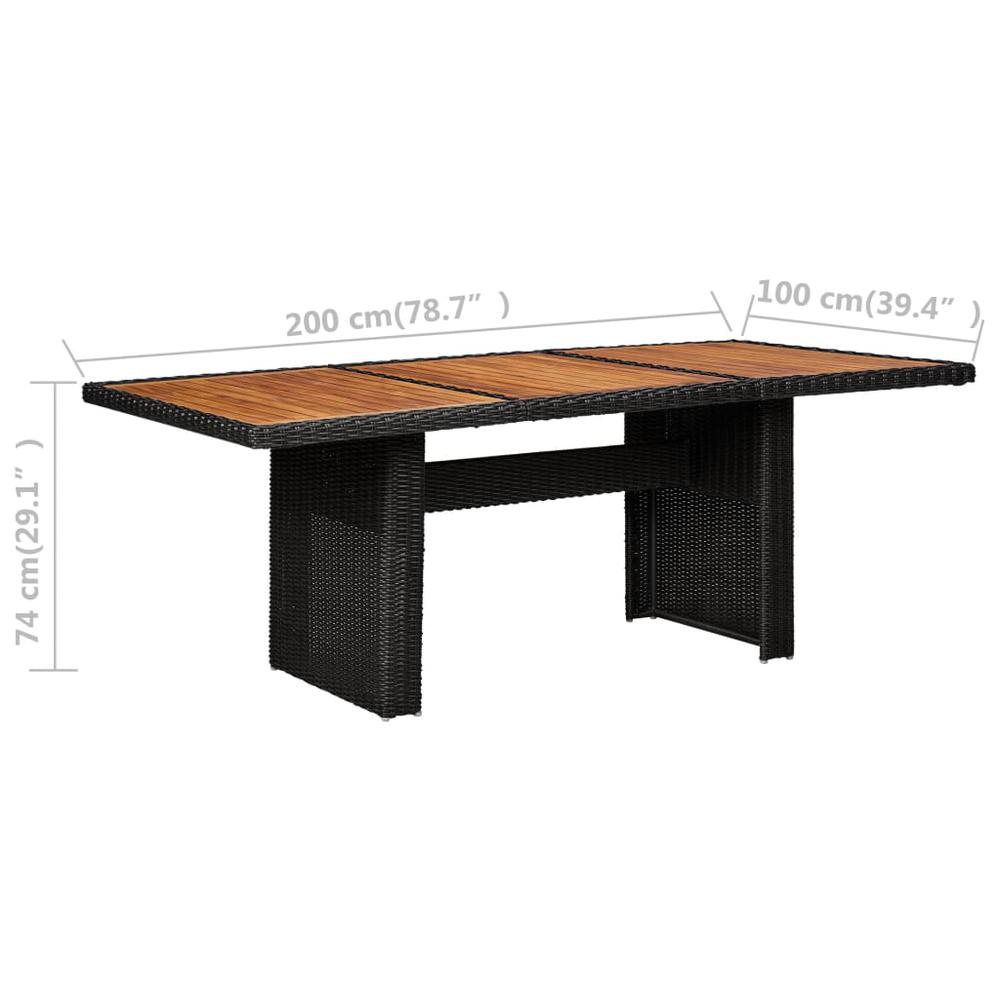 vidaXL Garden Dining Table Black 78.7"x39.4"x29.1" Poly Rattan, 310144. Picture 6