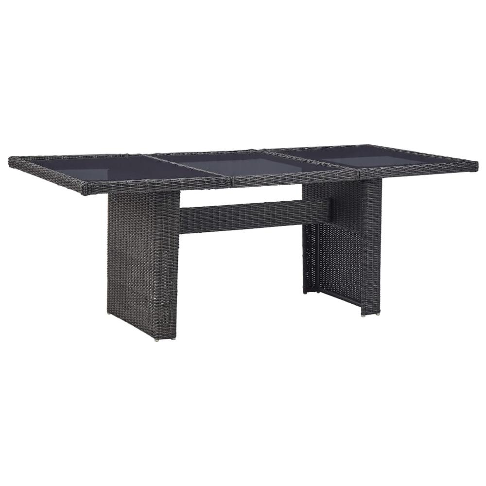 vidaXL Garden Dining Table Black 78.7"x39.4"x29.1" Glass and Poly Rattan, 310145. Picture 1