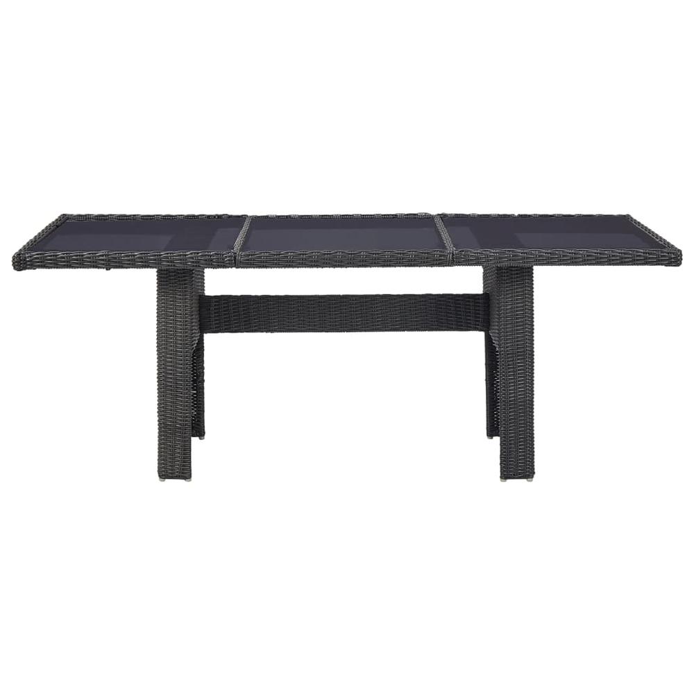 vidaXL Garden Dining Table Black 78.7"x39.4"x29.1" Glass and Poly Rattan, 310145. Picture 2