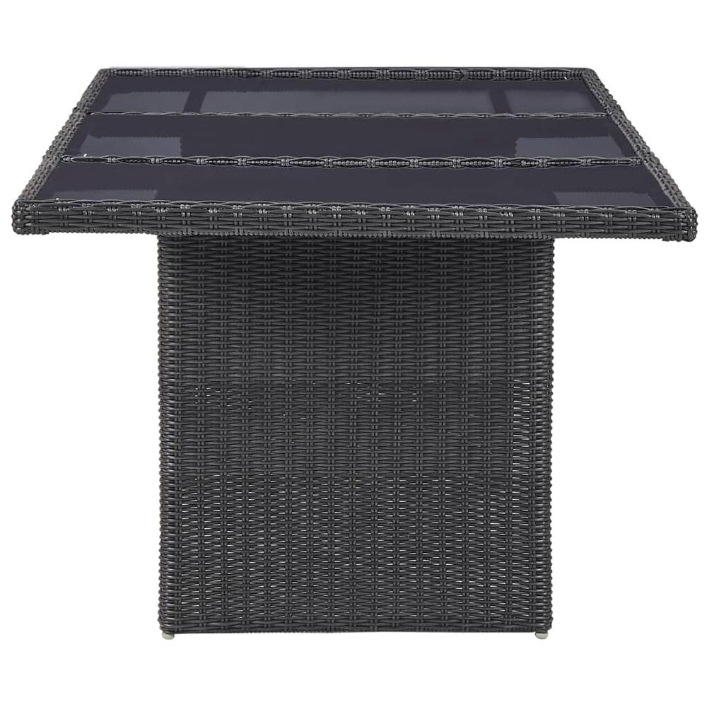 vidaXL Garden Dining Table Black 78.7"x39.4"x29.1" Glass and Poly Rattan, 310145. Picture 3