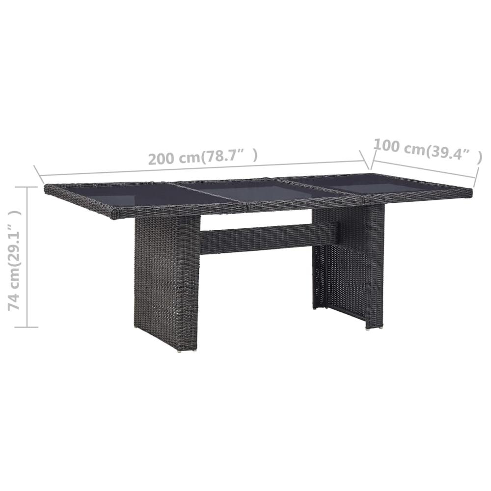 vidaXL Garden Dining Table Black 78.7"x39.4"x29.1" Glass and Poly Rattan, 310145. Picture 6