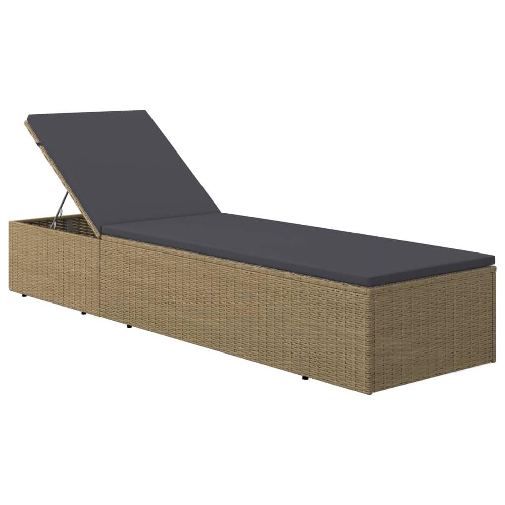 Sunlounger Poly Rattan Brown and Dark Gray. Picture 1