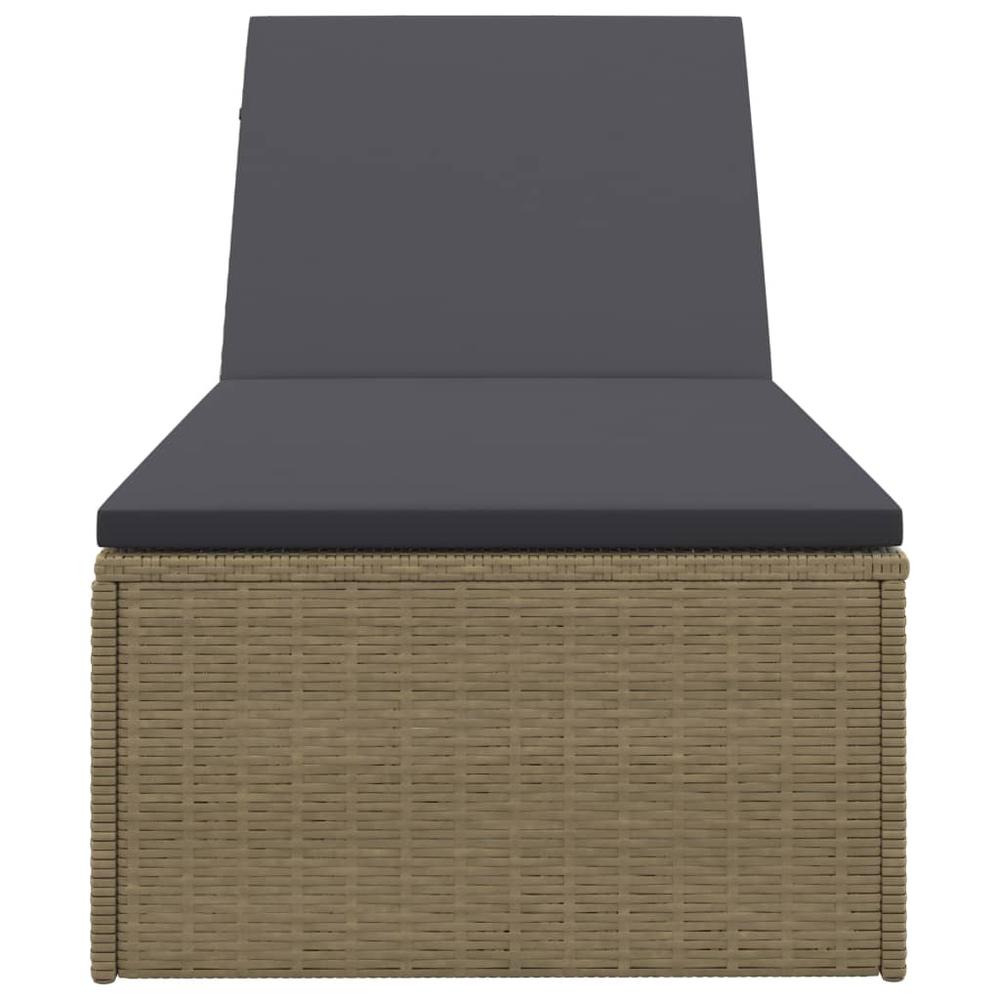 Sunlounger Poly Rattan Brown and Dark Gray. Picture 3