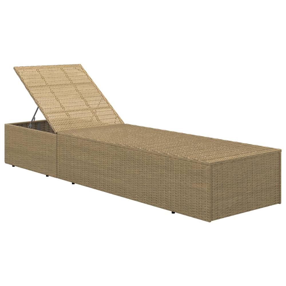 Sunlounger Poly Rattan Brown and Dark Gray. Picture 6
