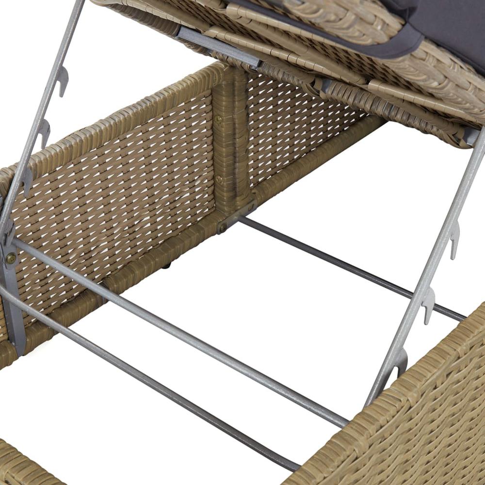 Sunlounger Poly Rattan Brown and Dark Gray. Picture 8