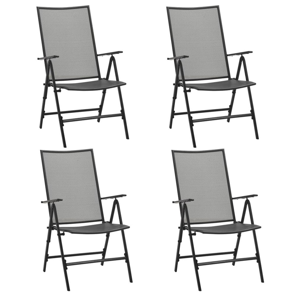 vidaXL Folding Mesh Chairs 4 pcs Steel Anthracite, 310153. Picture 1