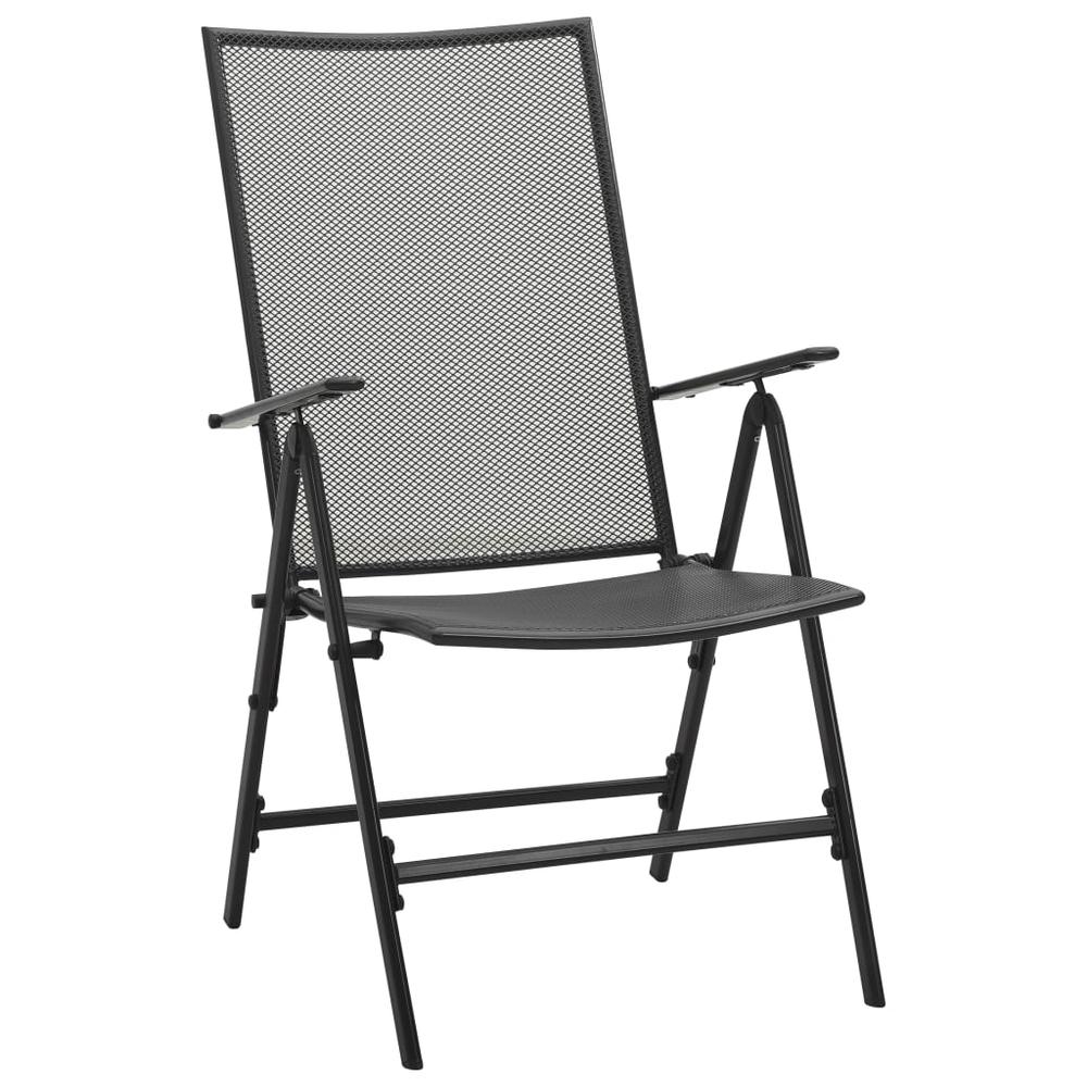 vidaXL Folding Mesh Chairs 4 pcs Steel Anthracite, 310153. Picture 2