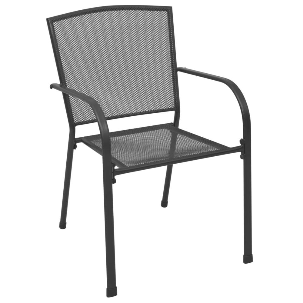 vidaXL Outdoor Chairs 4 pcs Mesh Design Anthracite Steel, 310154. Picture 2