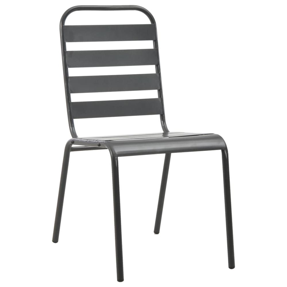 vidaXL Outdoor Chairs 4 pcs Slatted Design Steel Dark Gray, 310155. Picture 2