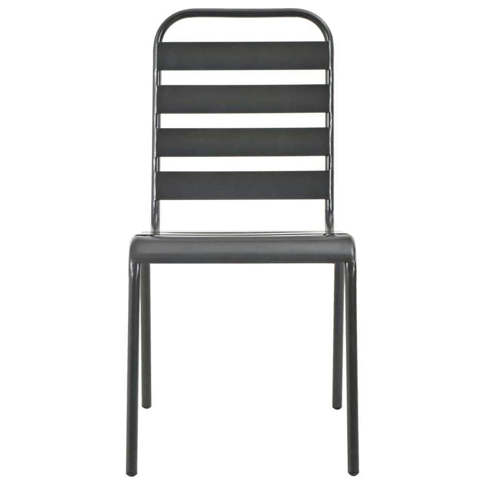vidaXL Outdoor Chairs 4 pcs Slatted Design Steel Dark Gray, 310155. Picture 3