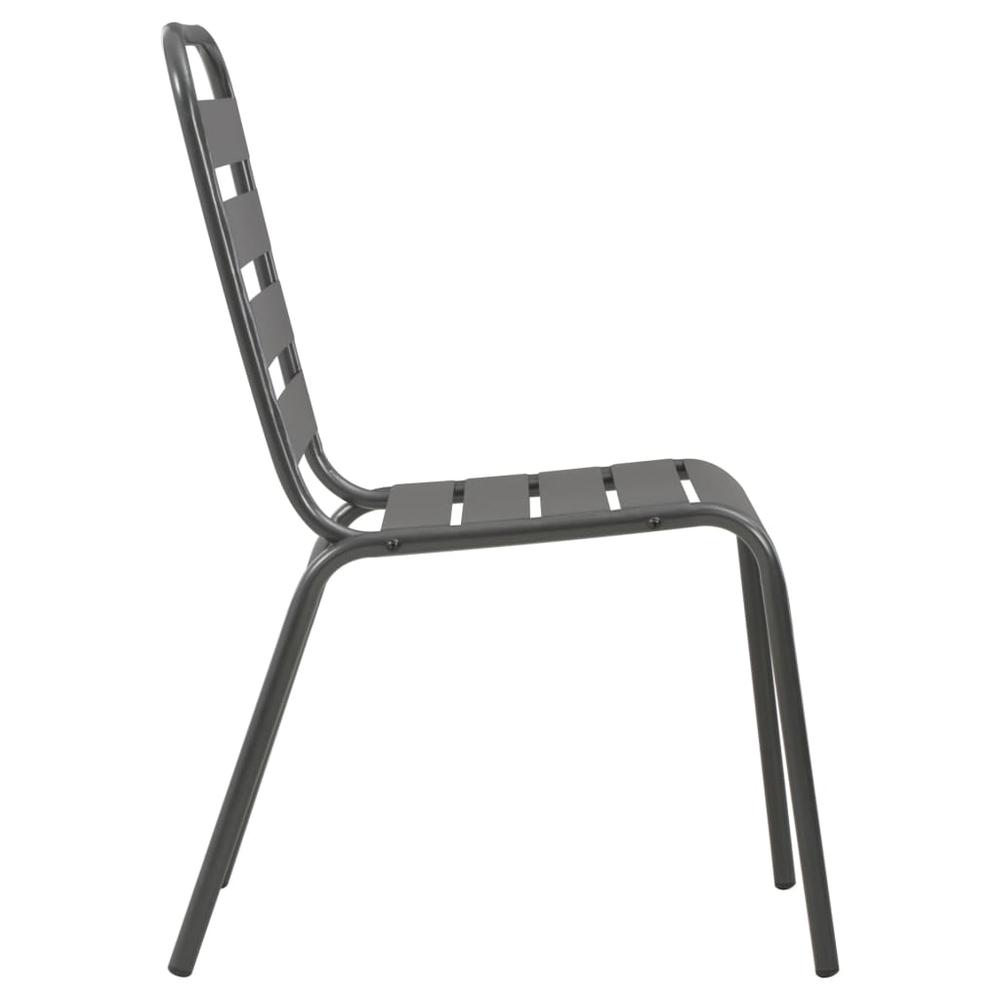 vidaXL Outdoor Chairs 4 pcs Slatted Design Steel Dark Gray, 310155. Picture 4