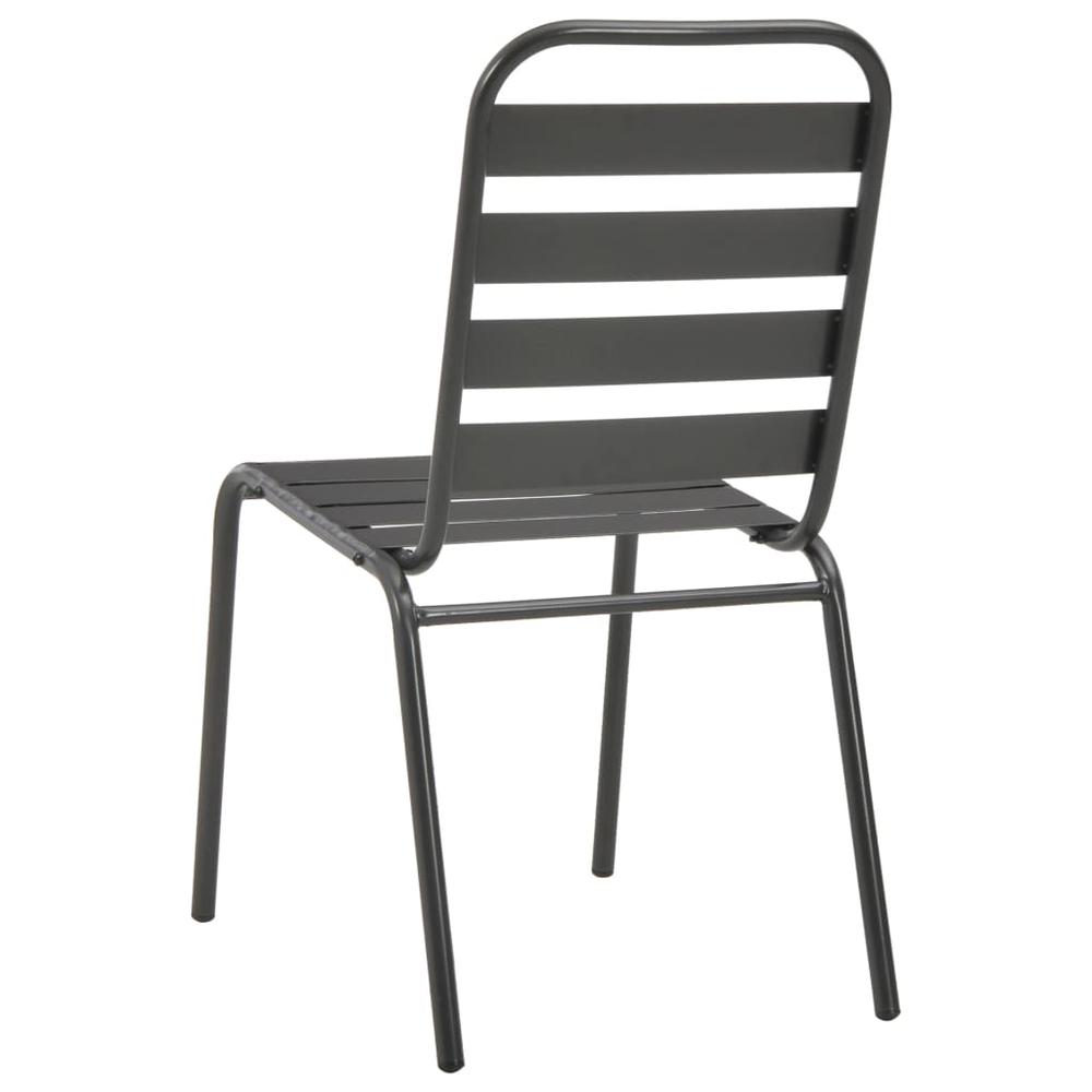 vidaXL Outdoor Chairs 4 pcs Slatted Design Steel Dark Gray, 310155. Picture 5