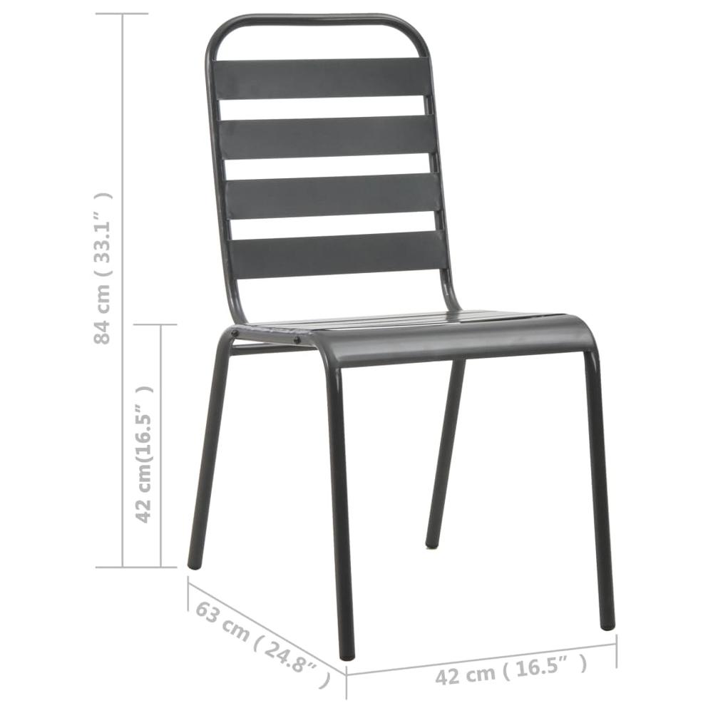 vidaXL Outdoor Chairs 4 pcs Slatted Design Steel Dark Gray, 310155. Picture 7