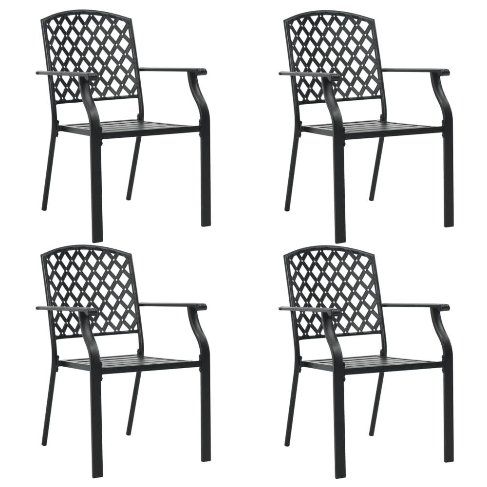 vidaXL Outdoor Chairs 4 pcs Mesh Design Steel Black, 310156. Picture 1