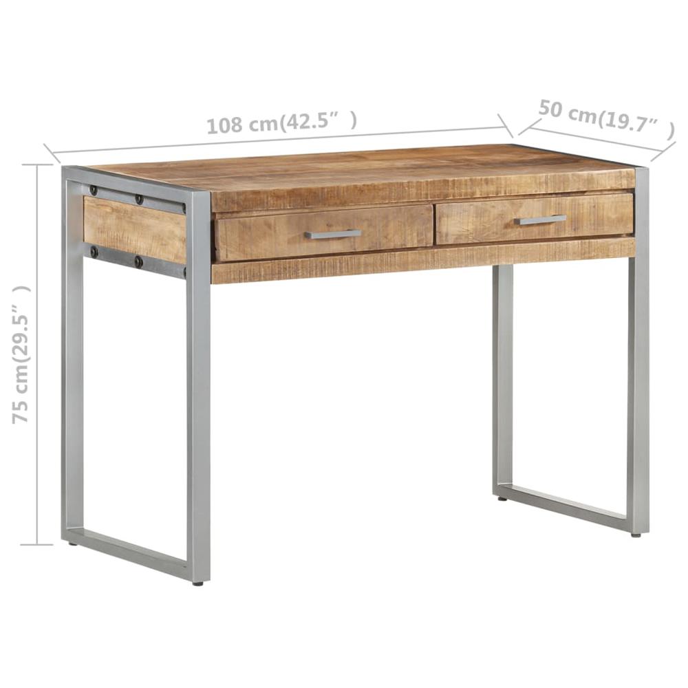 vidaXL Desk 42.5"x19.7"x29.5" Rough Mango Wood 3491. Picture 7