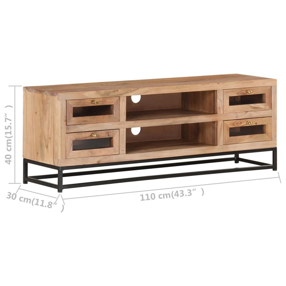 vidaXL TV Cabinet 43.3"x11.8"x15.7" Solid Acacia Wood 3503. Picture 7