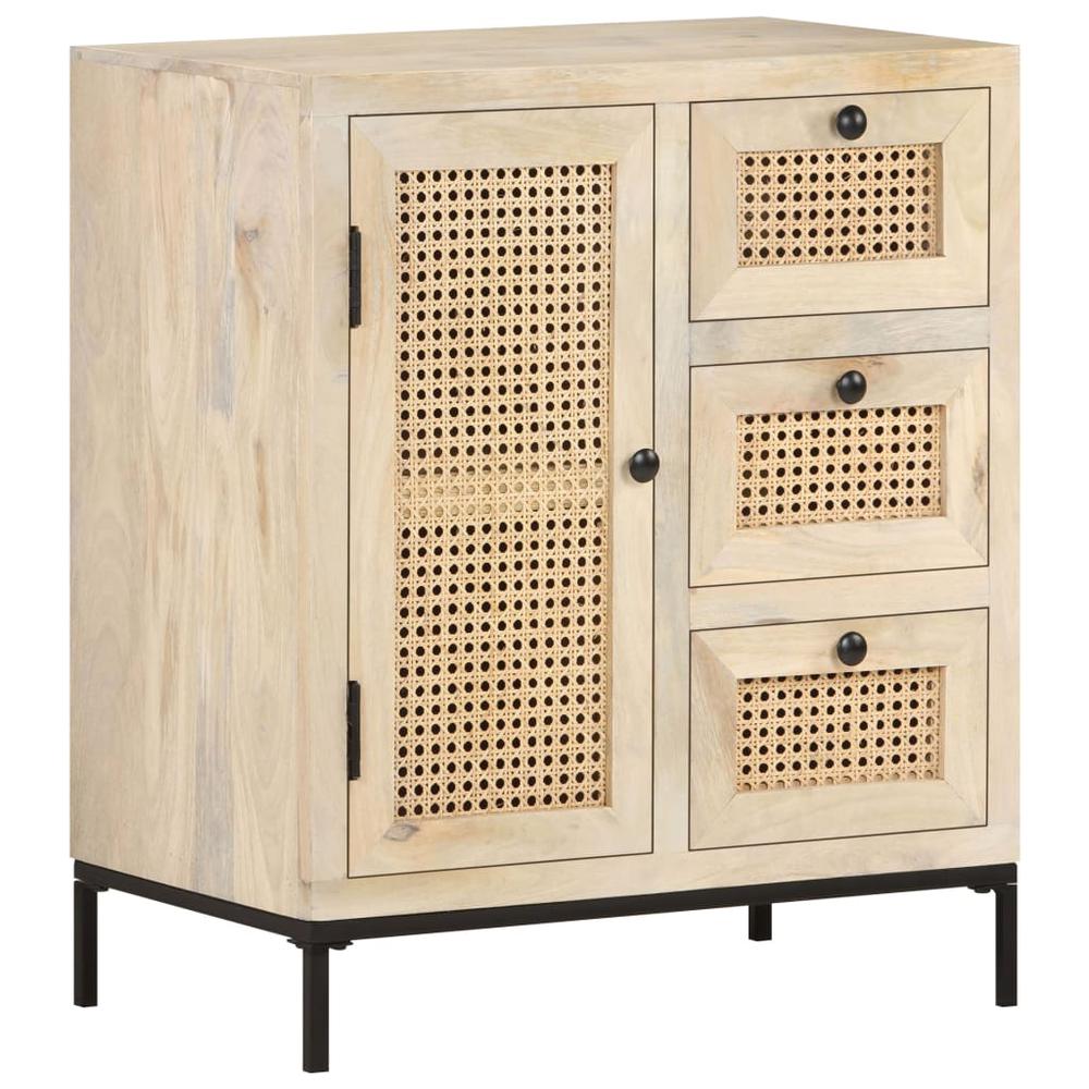 vidaXL Sideboard 23.6"x13.8"x27.6" Solid Mango Wood and Natural Cane 3508. Picture 9
