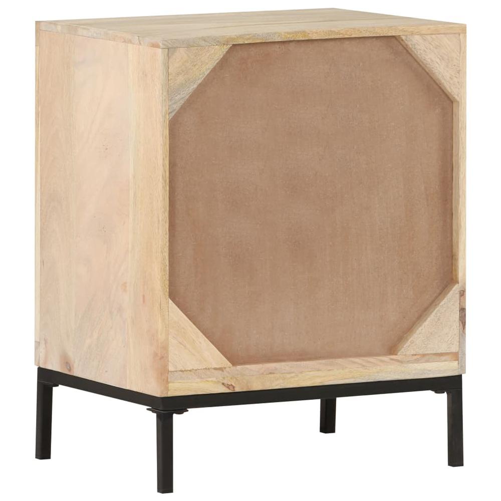 vidaXL Bedside Cabinet 15.7"x11.8"x19.7" Solid Mango Wood and Natural Cane 3509. Picture 6