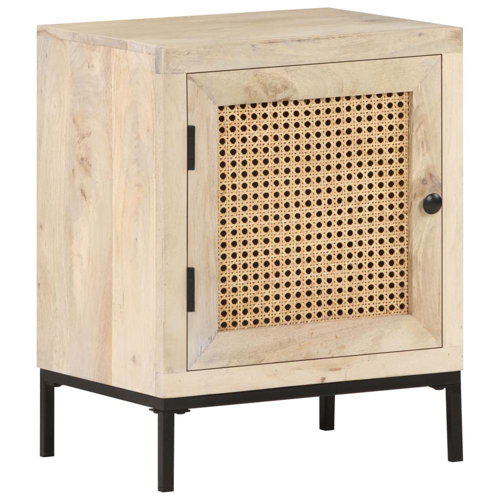 vidaXL Bedside Cabinet 15.7"x11.8"x19.7" Solid Mango Wood and Natural Cane 3509. Picture 8