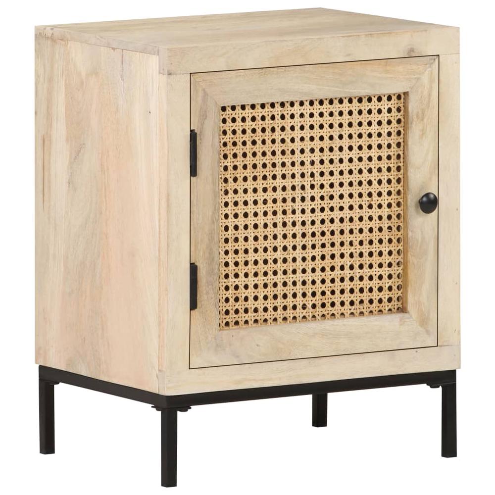 vidaXL Bedside Cabinet 15.7"x11.8"x19.7" Solid Mango Wood and Natural Cane 3509. Picture 9