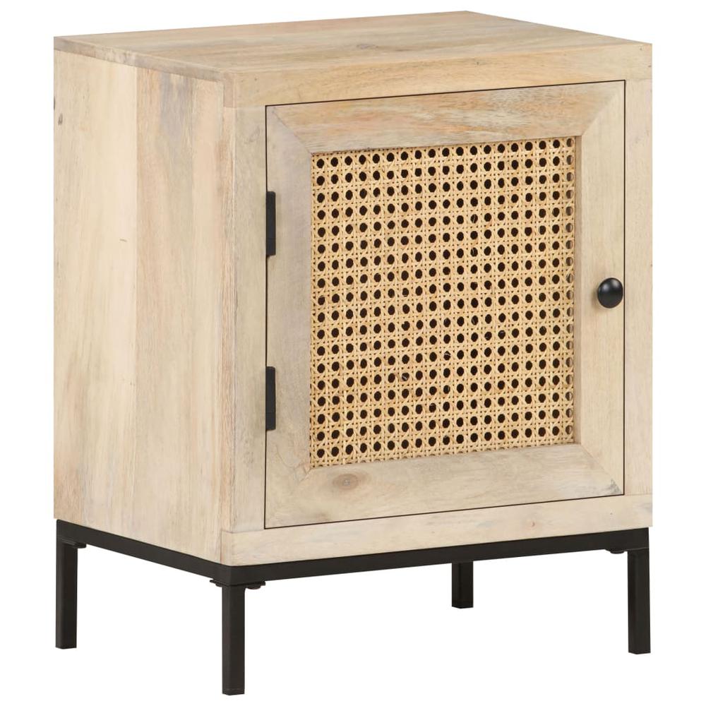 vidaXL Bedside Cabinet 15.7"x11.8"x19.7" Solid Mango Wood and Natural Cane 3509. Picture 10