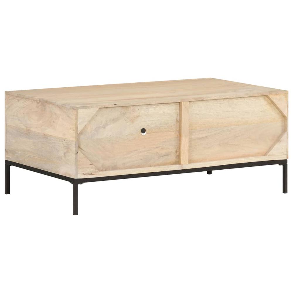 vidaXL Coffee Table 35.4"x19.7"x14.6" Solid Mango Wood and Natural Cane 3511. Picture 5