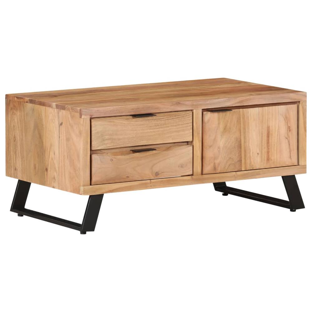 vidaXL Coffee Table 35.4"x19.7"x15.7" Solid Acacia Wood with Live Edges 3520. Picture 1