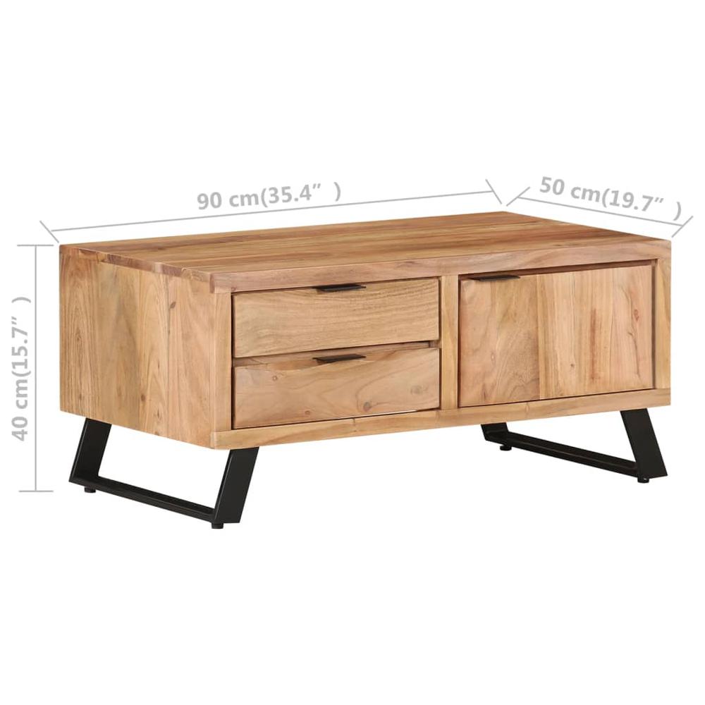 vidaXL Coffee Table 35.4"x19.7"x15.7" Solid Acacia Wood with Live Edges 3520. Picture 7