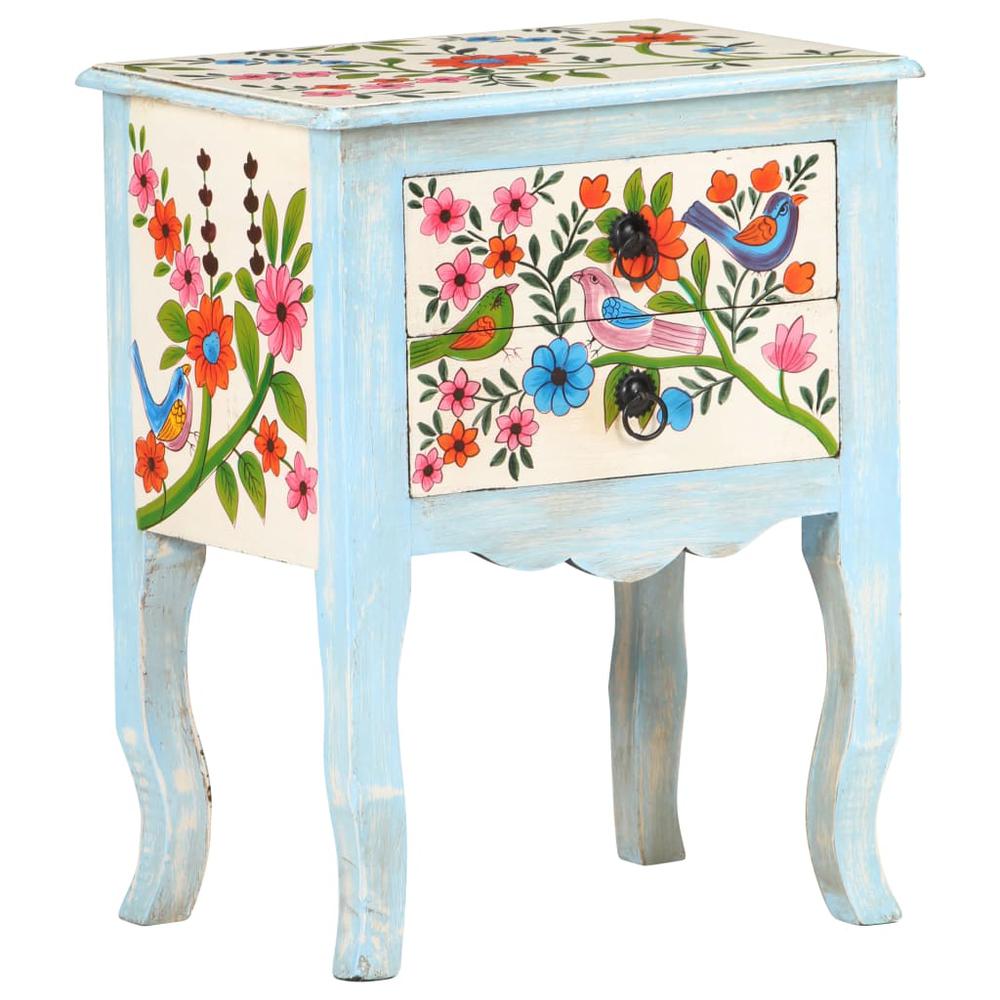 vidaXL Hand Painted Bedside Cabinet 15.7"x11.8"x19.7" Solid Mango Wood 3541. Picture 11
