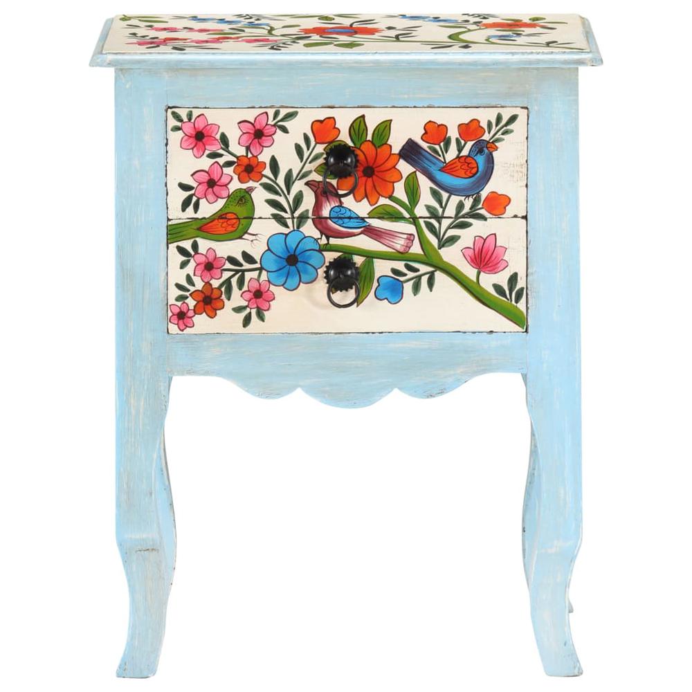 vidaXL Hand Painted Bedside Cabinet 15.7"x11.8"x19.7" Solid Mango Wood 3541. Picture 4