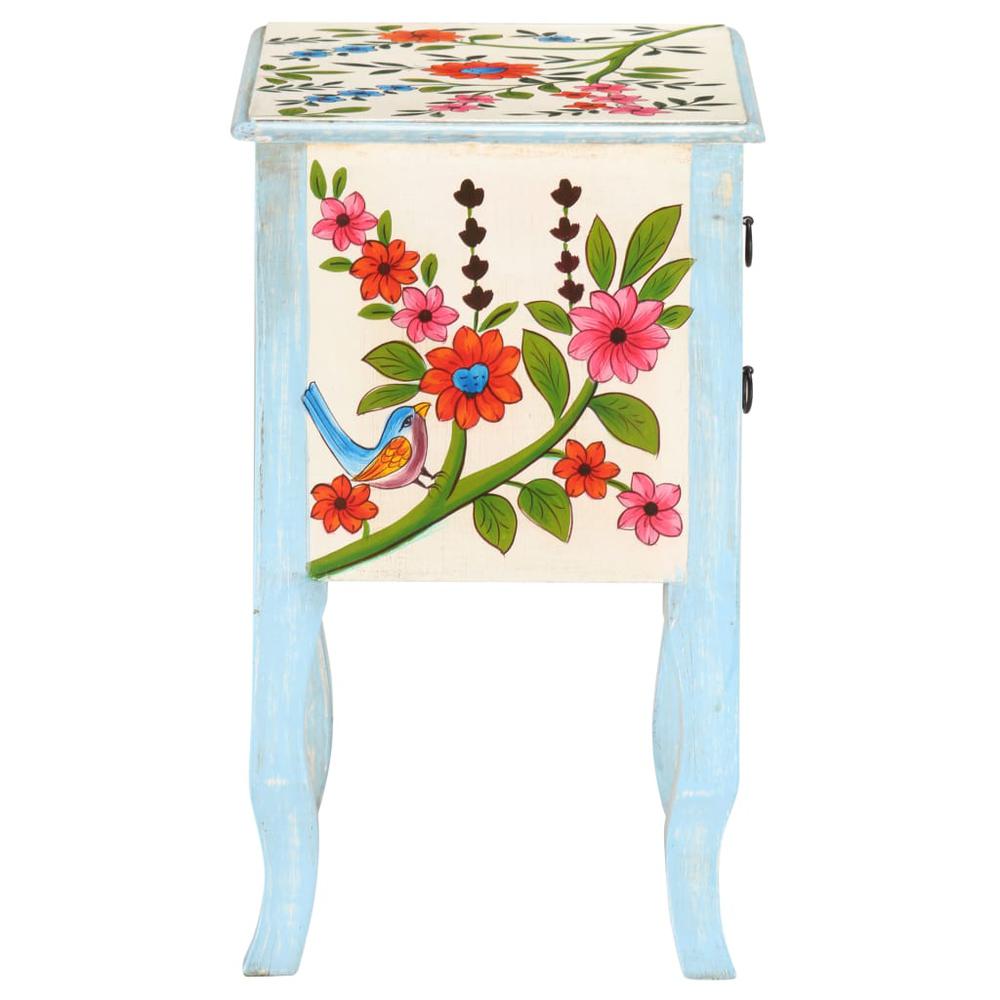 vidaXL Hand Painted Bedside Cabinet 15.7"x11.8"x19.7" Solid Mango Wood 3541. Picture 5