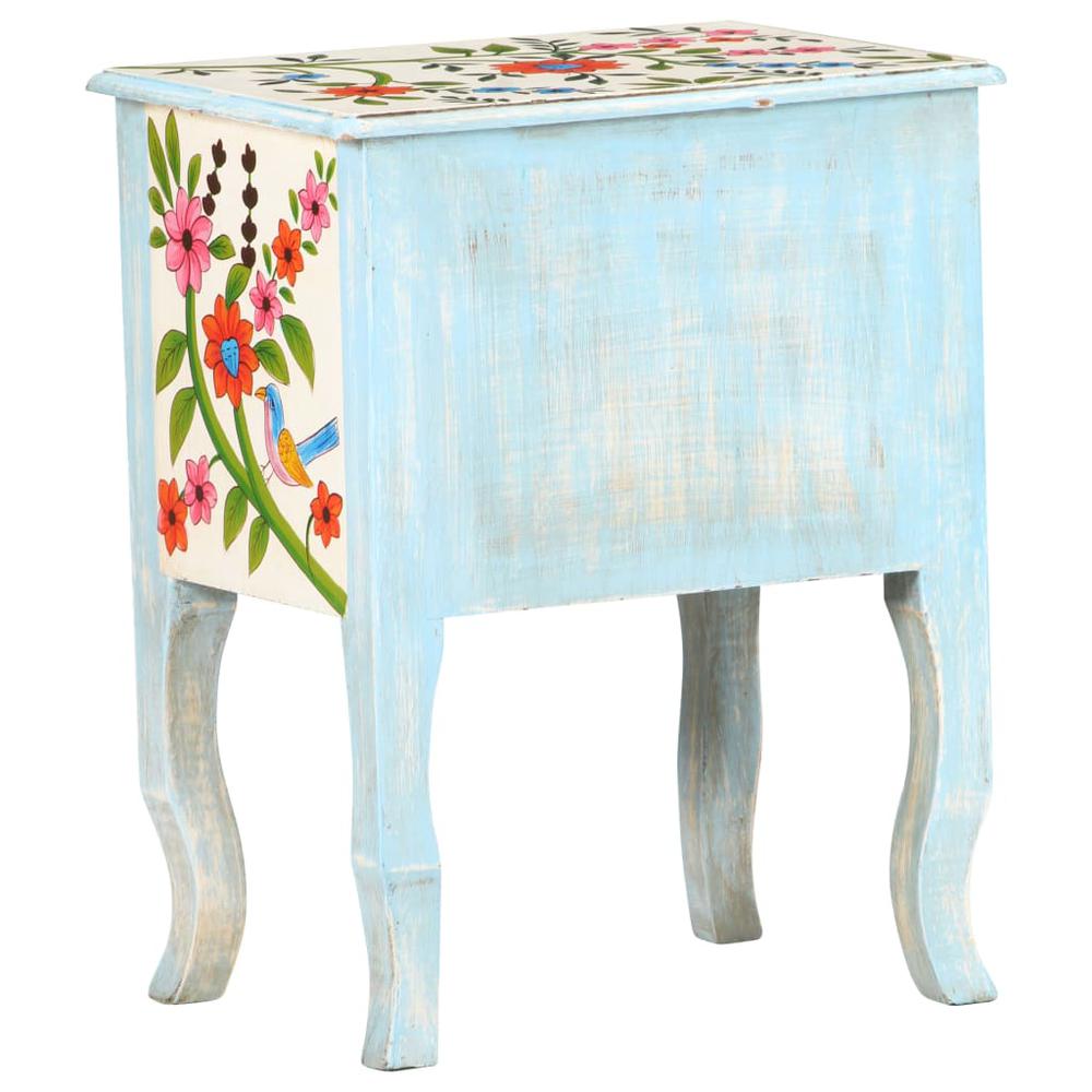 vidaXL Hand Painted Bedside Cabinet 15.7"x11.8"x19.7" Solid Mango Wood 3541. Picture 6