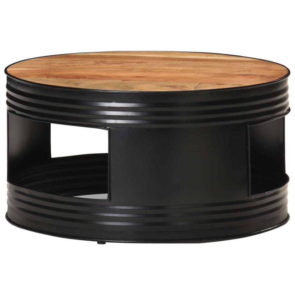 vidaXL Coffee Table Black 26.8"x26.8"x14.2" Solid Acacia Wood. Picture 6