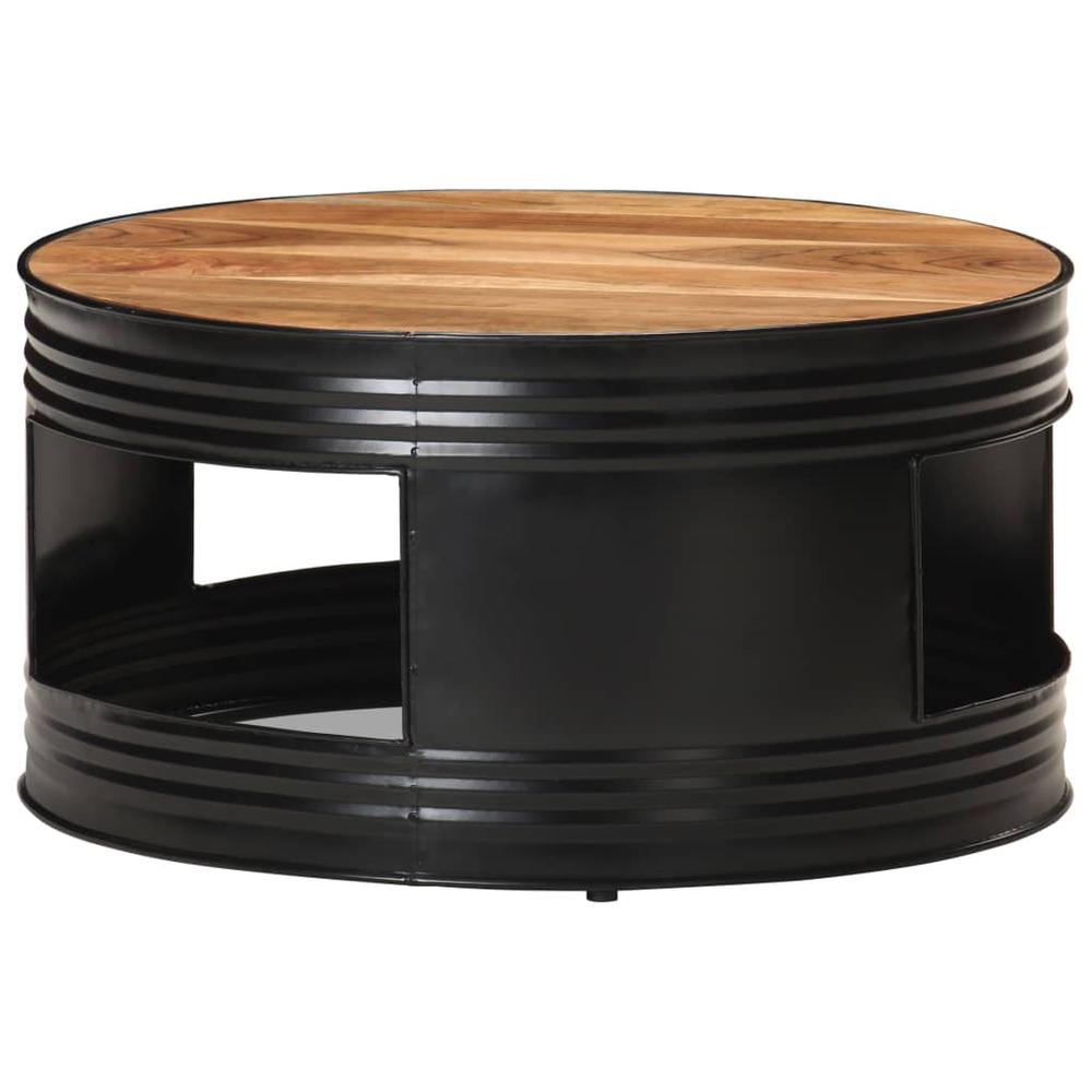 vidaXL Coffee Table Black 26.8"x26.8"x14.2" Solid Acacia Wood. Picture 7