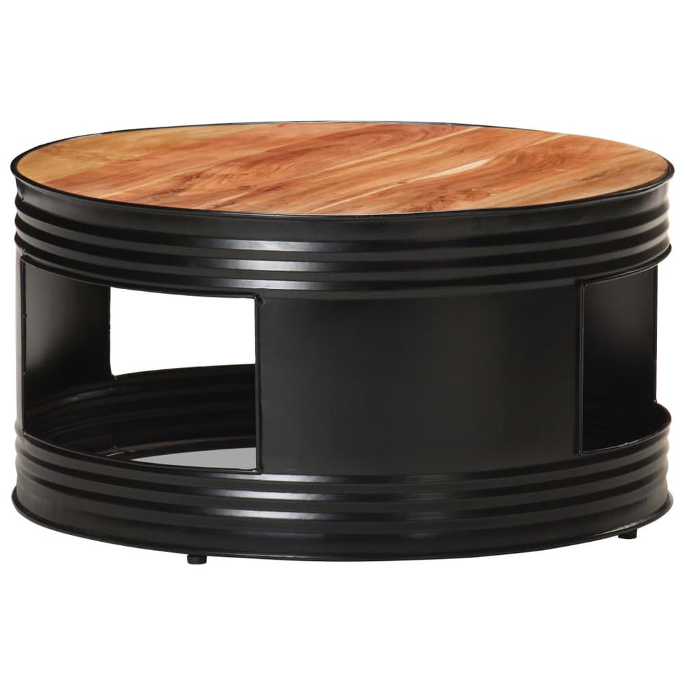 vidaXL Coffee Table Black 26.8"x26.8"x14.2" Solid Acacia Wood. Picture 8