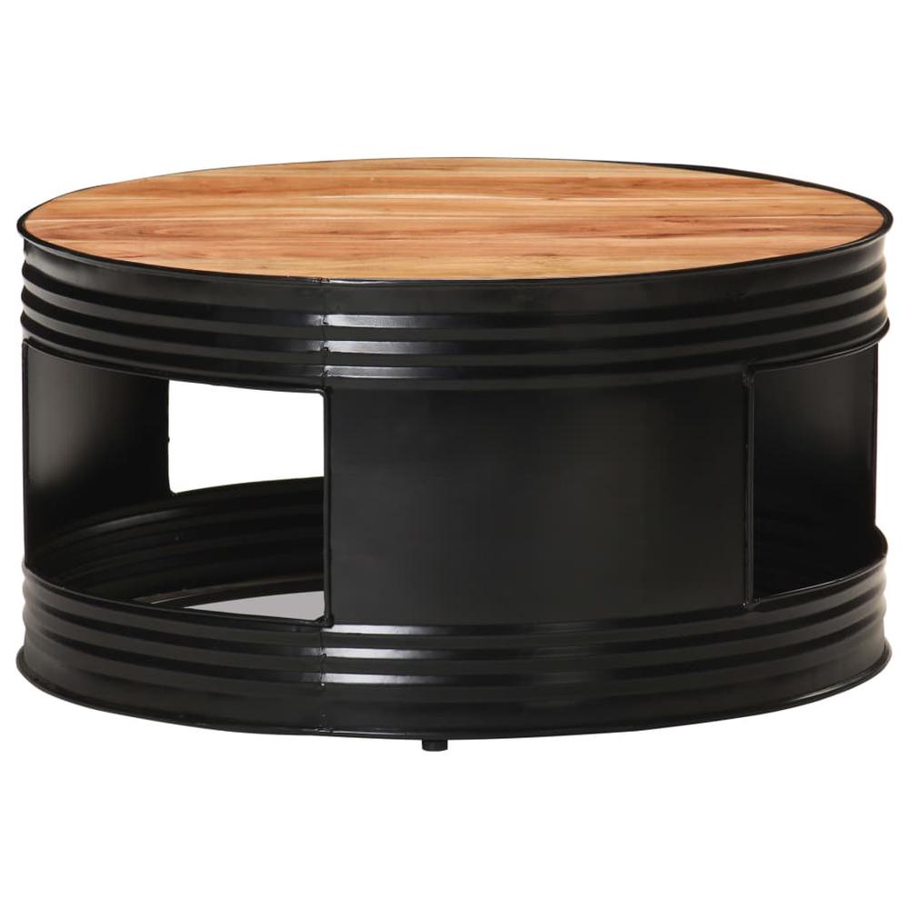 vidaXL Coffee Table Black 26.8"x26.8"x14.2" Solid Acacia Wood. Picture 9