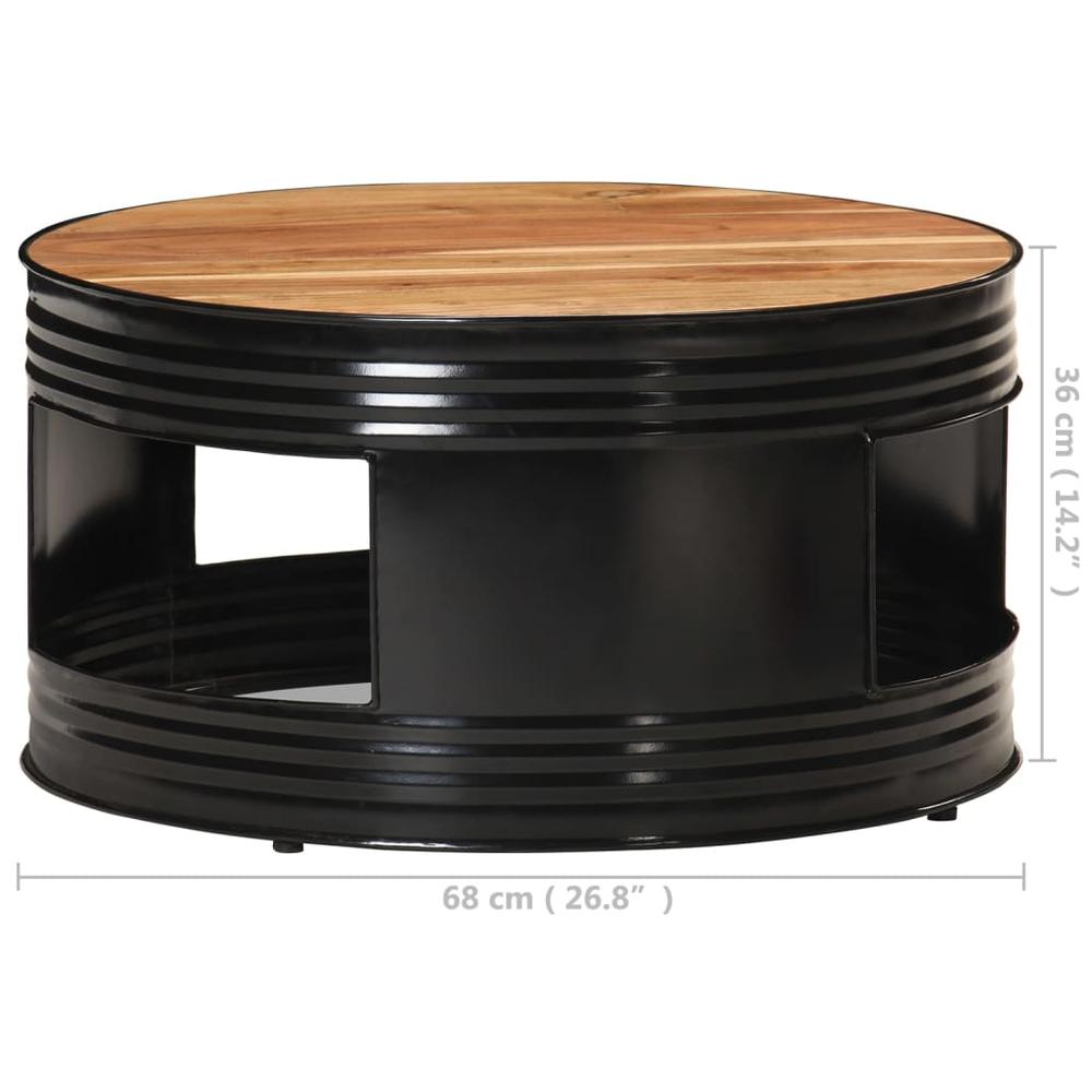 vidaXL Coffee Table Black 26.8"x26.8"x14.2" Solid Acacia Wood. Picture 10