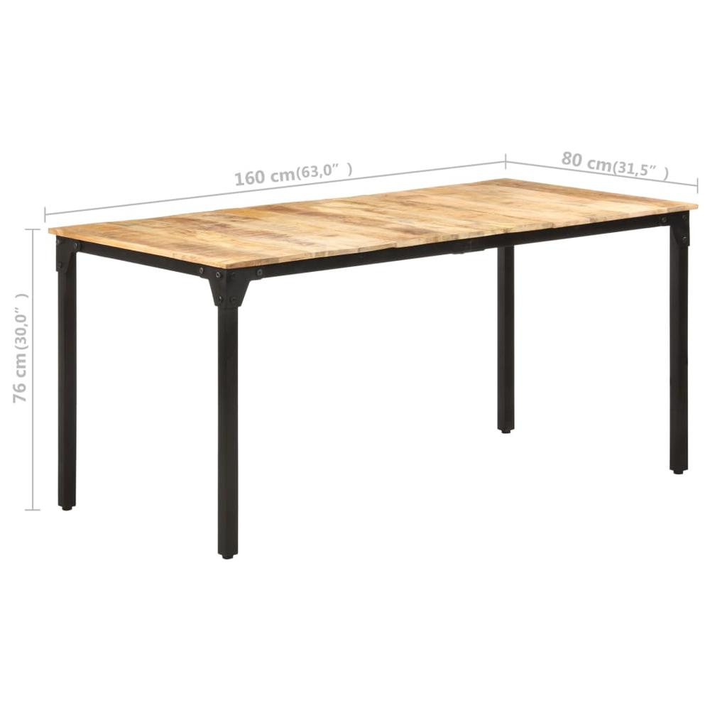 vidaXL Dining Table 63"x31.5"x29.9" Rough Mango Wood, 321974. Picture 7