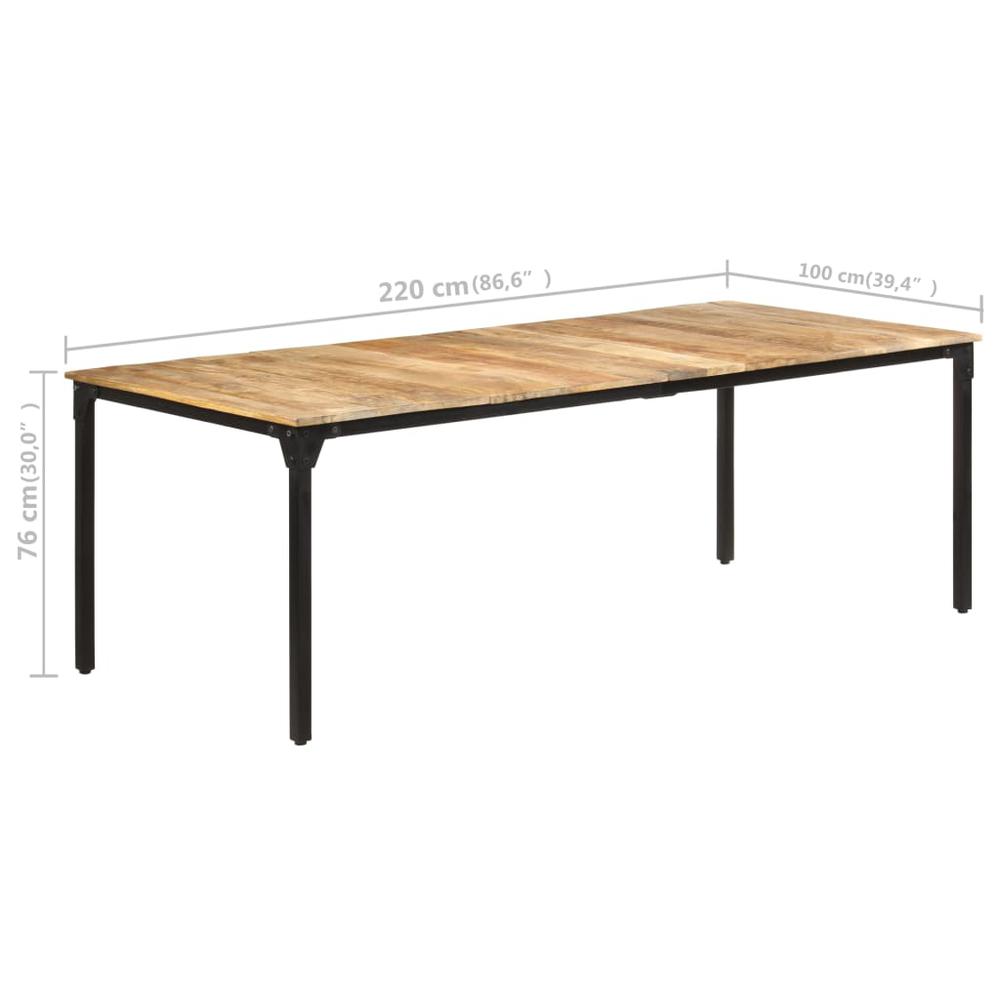 vidaXL Dining Table 86.6"x39.4"x29.9" Rough Mango Wood. Picture 7