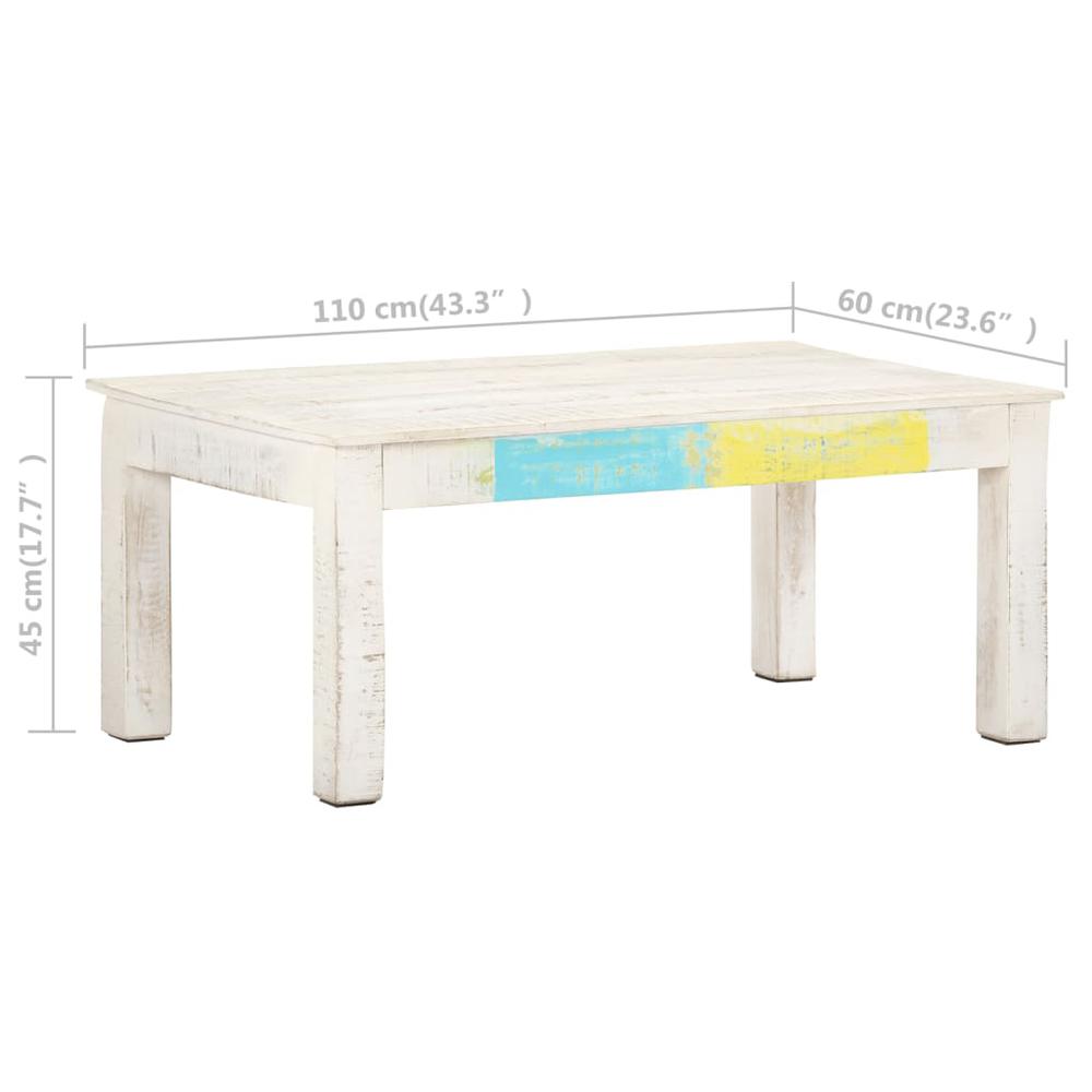 vidaXL Coffee Table White 43.3"x23.6"x17.7" Solid Mango Wood. Picture 6