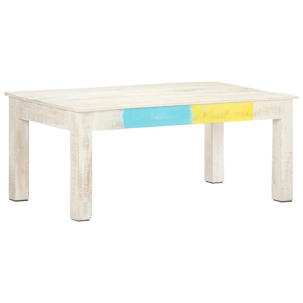 vidaXL Coffee Table White 43.3"x23.6"x17.7" Solid Mango Wood. Picture 7
