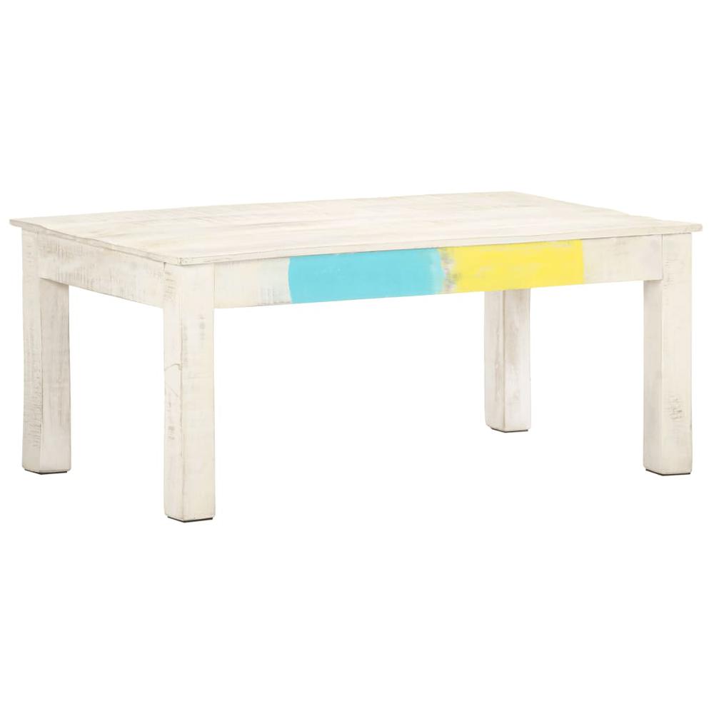 vidaXL Coffee Table White 43.3"x23.6"x17.7" Solid Mango Wood. Picture 8