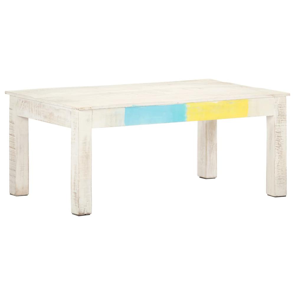 vidaXL Coffee Table White 43.3"x23.6"x17.7" Solid Mango Wood. Picture 9